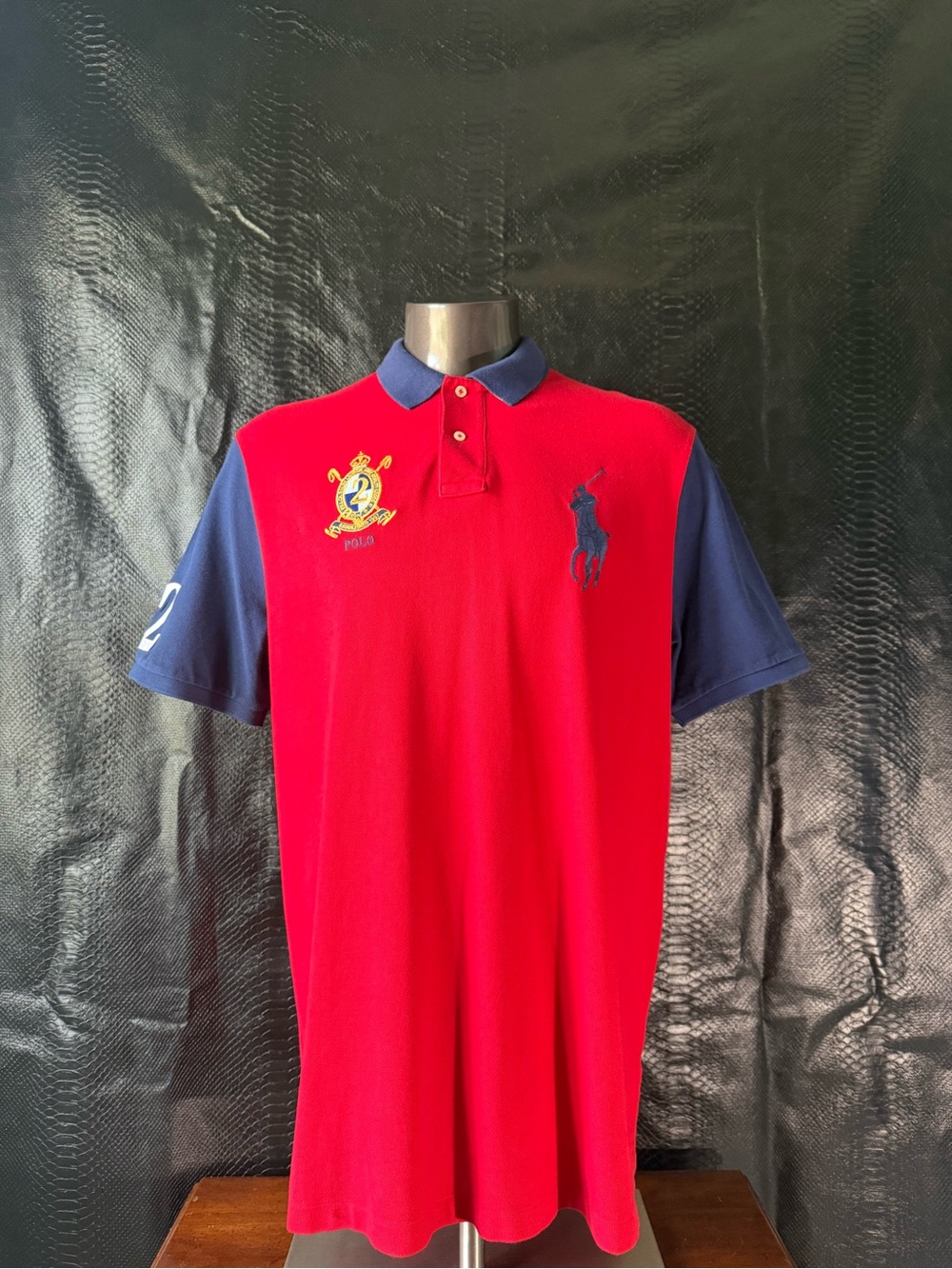 Polo Ralph Lauren Men’s XL Short Sleeve Polo Shirt Red and Blue Colorblock